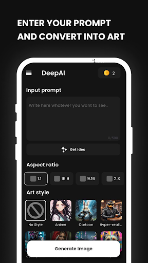 Android application DeepAI: Image Generator screenshort