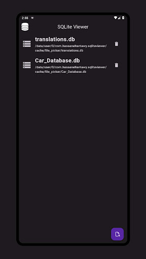 Android application SQLite Viewer screenshort