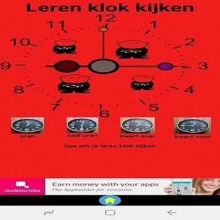 Android application Leren klok kijken screenshort
