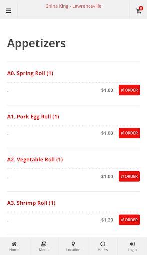 China King Lawrenceville Order Screen 2