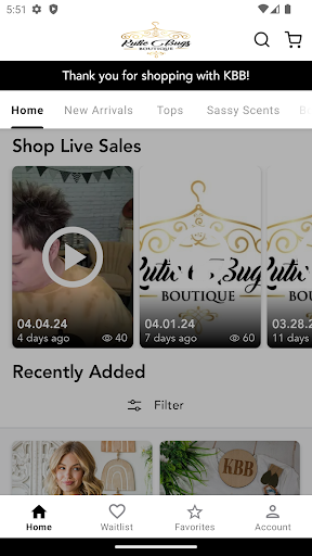 Android application Kutie Bugs Boutique screenshort