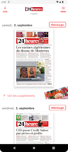 Android application 24heures, le journal screenshort