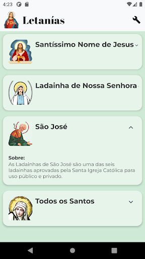 Android application Litanias Católicas screenshort