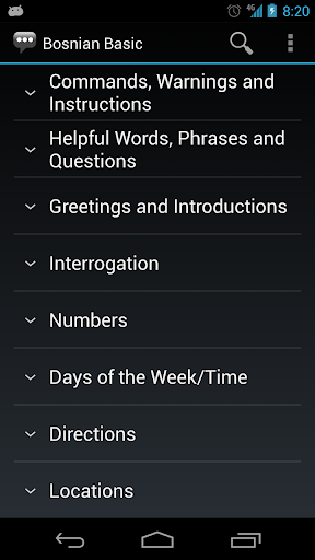 Android application Bosnian Basic Phrases screenshort