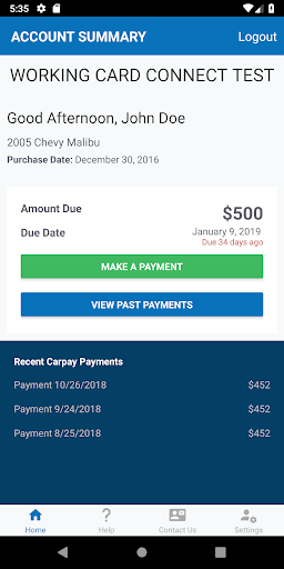 Android application Carpay screenshort