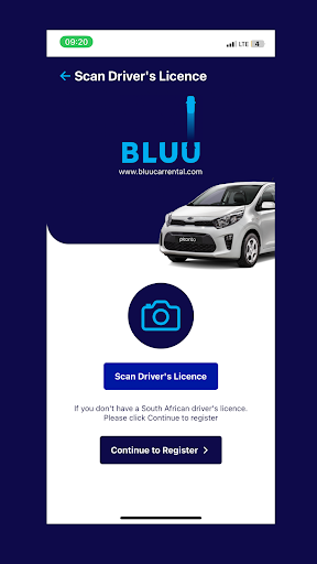 Bluu Car Rental Screen 2