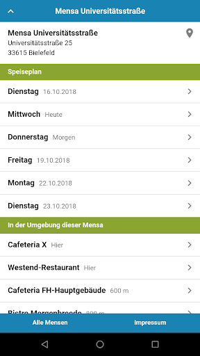Android application Mensa Bielefeld screenshort