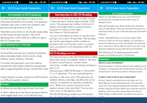 IELTS Exam Quick Preparation Screenshot
