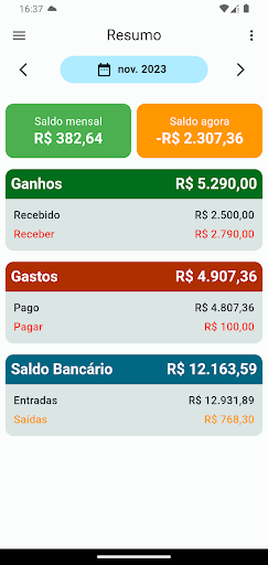 Android application Minhas Contas Plus screenshort