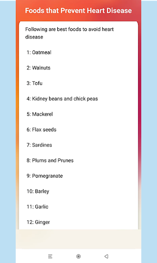 Heart Care Health And Diet Tip Screen 3