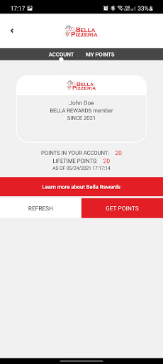 Bella Pizzeria App Screen 2