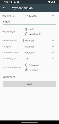 My Salary - Income Accounting Screen 2