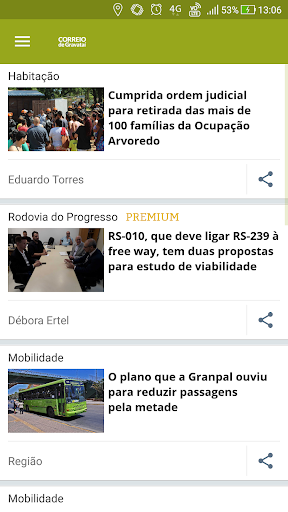 Android application Correio de Gravataí screenshort