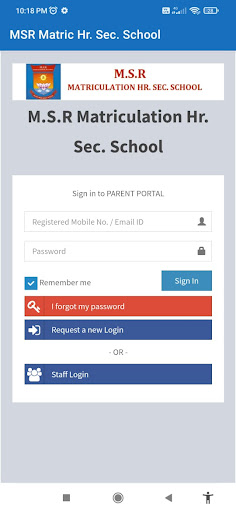Android application M.S.R Matric. Hr. Sec. School screenshort