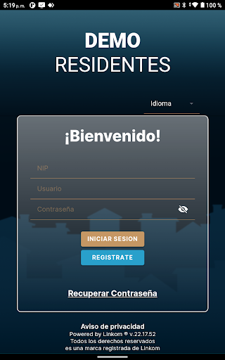 Android application Demo Residentes screenshort