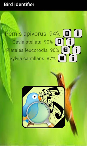 Bird song identifier Screen 2