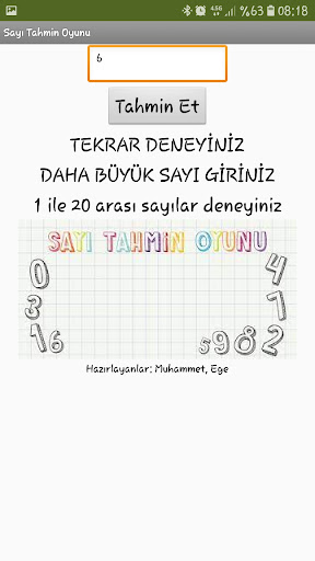 Android application Sayı Tahmin Oyunu-Muhammet,Ege screenshort