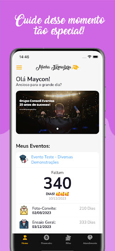 Android application Minha Formatura screenshort