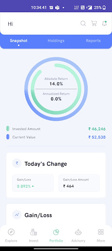 Android application Moneyfront Direct Mutual Funds screenshort