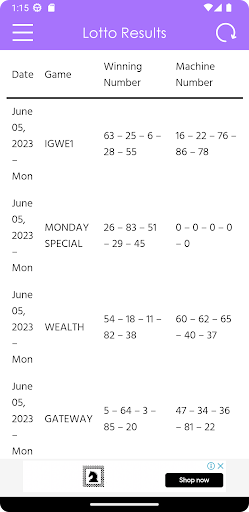 Android application Lotto Results screenshort