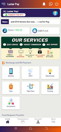 Luster Pay Recharge & Bill Pay Screen 2