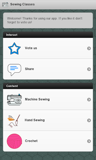 Android application Sewing Lessons screenshort