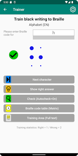 Braille Trainer Screen 2