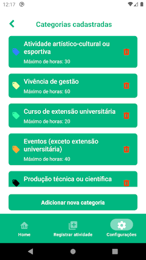Android application Atividades Complementares screenshort
