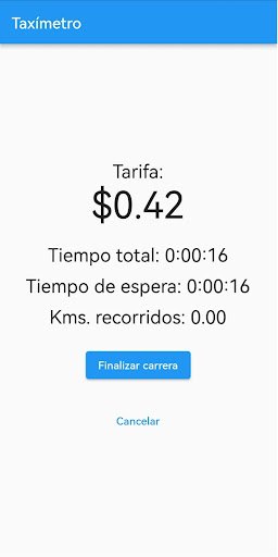 Android application Yabo taxímetro digital screenshort