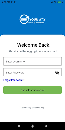Android application EHR YOUR WAY Client Portal screenshort