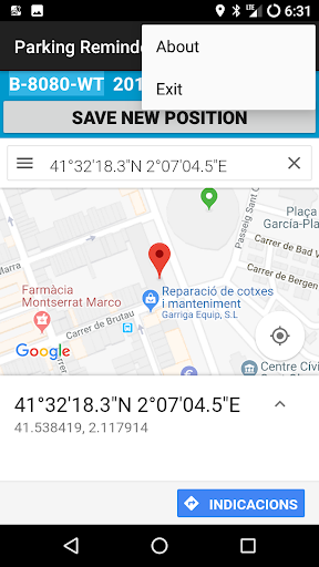 Parking Reminder Screen 2