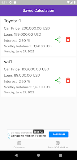 Car Installment Calculator Screen 2