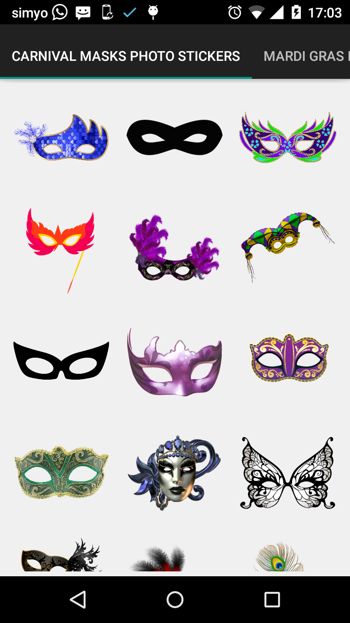 Android application Carnival Masks photo stickers screenshort