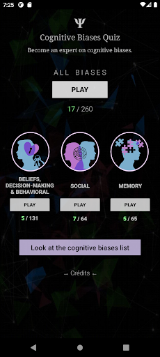 Android application The Cognitive Bias Quiz screenshort