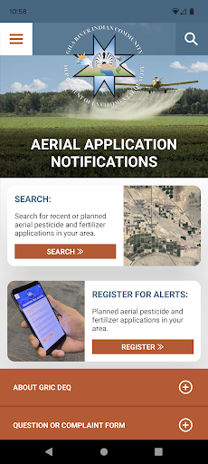 Android application GRIC DEQ screenshort