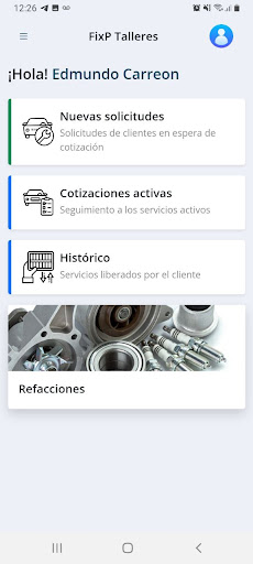 Android application FixP-Taller: si eres taller screenshort