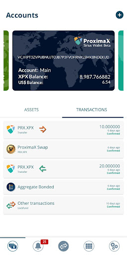 Android application ProximaX Sirius Wallet screenshort