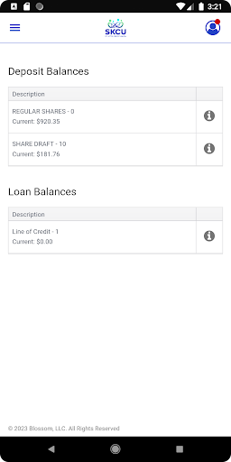 SKCCU Mobile Banking Screen 3