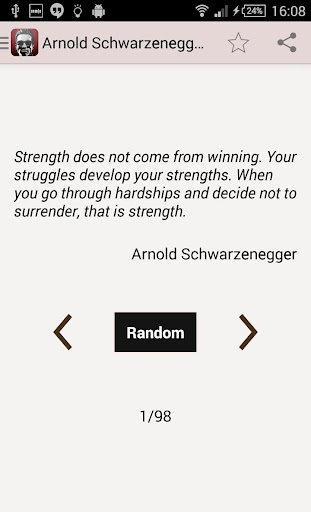 Android application Arnold Schwarzenegger Quotes screenshort