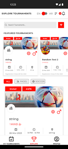 Android application Rec Sport screenshort