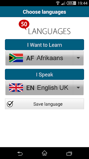Screenshot of Learn Afrikaans - 50 languages