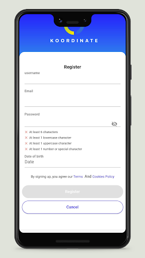 Android application Koordinate screenshort