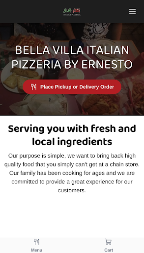 Android application Bella Villa Italian Pizzeria screenshort