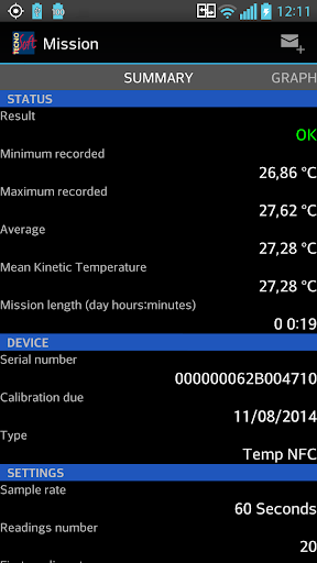 Android application Temp NFC Ent screenshort