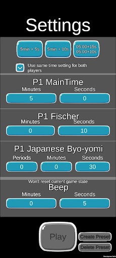 Android application Go/Chess Clock with sounds screenshort