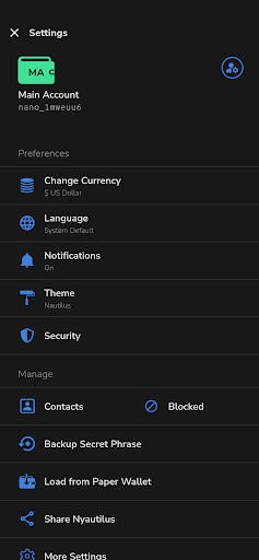 Nyautilus - NYANO Wallet Screen 3