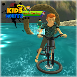 water surfing kids bicycle racing icon