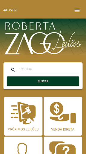 Android application Roberta Zago Leilões screenshort