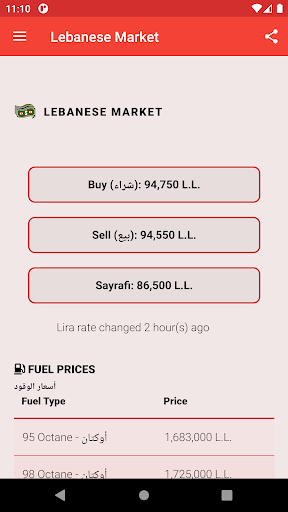 Android application Lebanese Market - Lira Rate screenshort