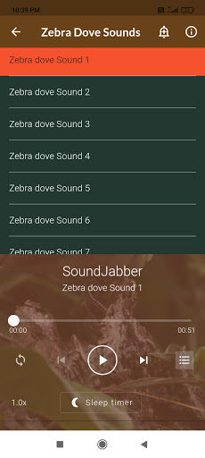 Zebra Dove Sounds Screen 3